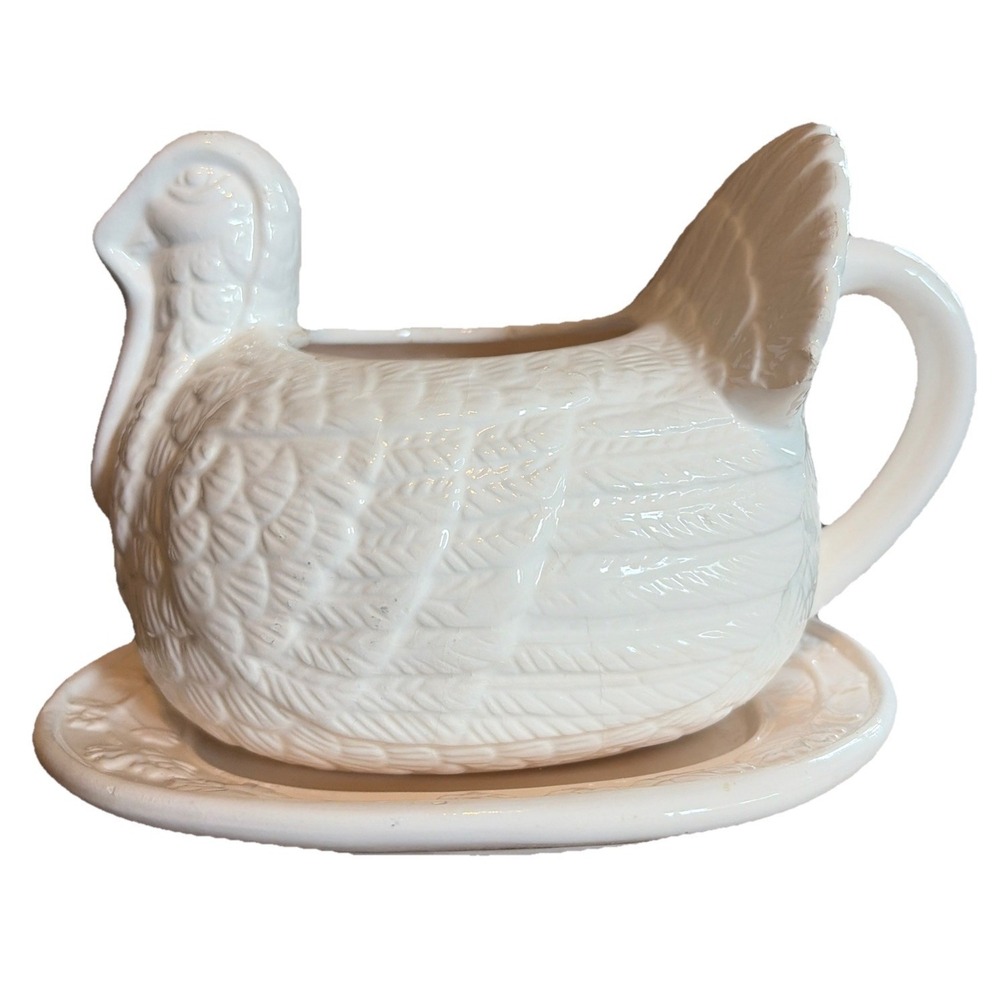 Vintage HIMARK 1Qt. Turkey Gravy Boat‎ Server w/ Drip Plate Chesapeake Porcelain